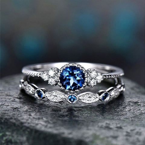 Cellacity classic silver 925  Ring for charm Women with round emerald gemstones  Silver 925 Jewelry women party gift 2pcs/lot